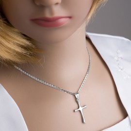 fish - Boys, Girls Silver Chain 925 Sterling Silver Cross Pendant, Sterling Silver