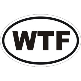 WTF Oval Bumper Sticker Car, Window 4" x 6"