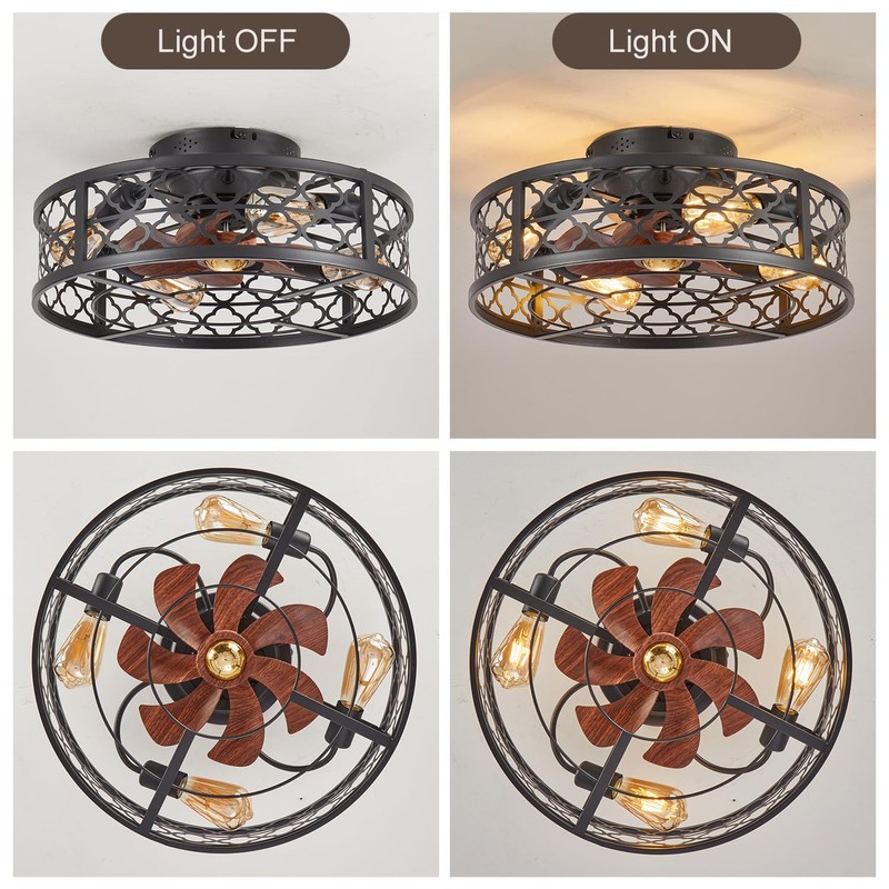 MeZeYo Farmhouse Ceiling Fans with Lights Remote Control,6 Speed Reversible