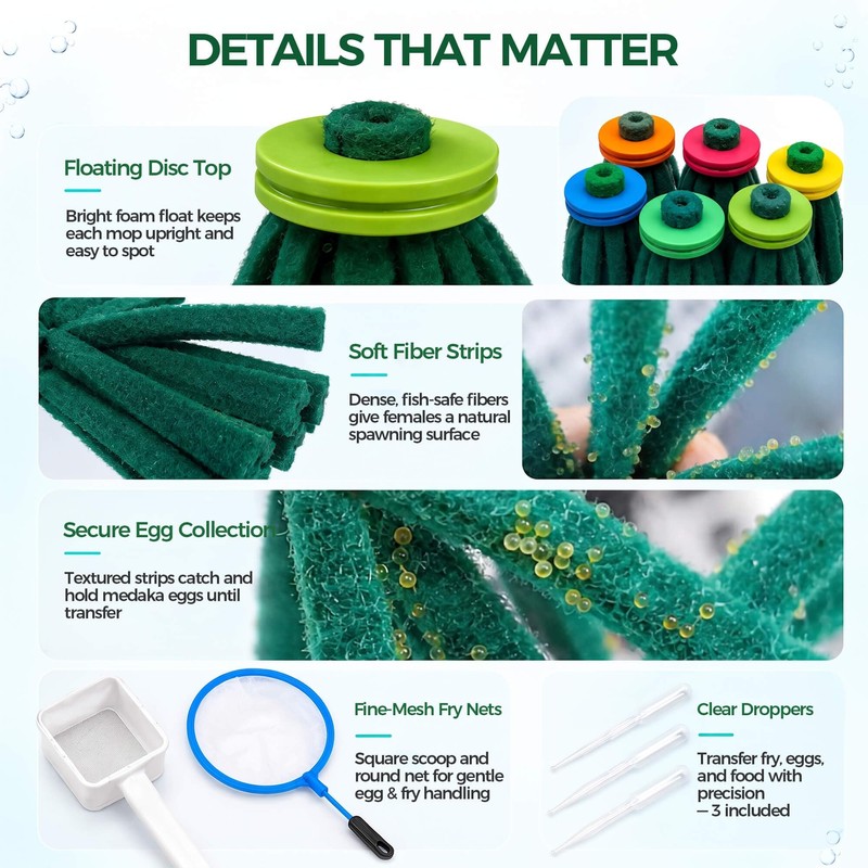BaoZqua Medaka Spawning Mop Kit, 10 Floating Egg Collectors with