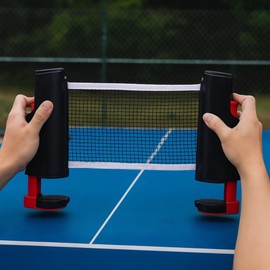 Retractable Ping Pong Net - Portable Table Tennis Net Replacement Set for Indoor Table Games Adjustable Clip-On Net for Ping Pong Table, Office Desk, Home Kitchen or Dining Table (Black)