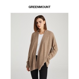 GreenMount Women's 100% Pure Cashmere Cardigan Sweater Soft and Warm Long Sleeve Oversize Loose Cardigan with Pocket