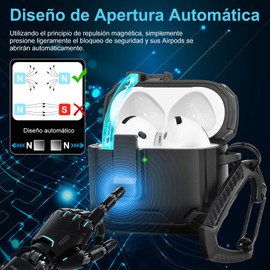 BALYSTOK Funda Airpods 4, Fundas Airpods 4 Generación con Cierre de Seguridad Magnético, Antigolpes, Antiraya, Antipolvo, Incluye Kit de Limpieza Gratis (Negro)