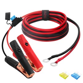 CUZEC 6FT/1.8m 16 AWG Extension Cord Eyelet Terminal with Battery Clamp 12V/ 24V Battery Clip-On for High-Power Inverter and More (6FT Long)