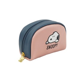 e-mono Snoopy Cosmetic Pouch, Large Capacity, Small Storage, Zipper, Cute, Stylish, Simple, Pink