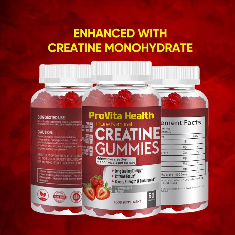 Creatine Monohydrate Gummies 4000mg for Men & Women - 60