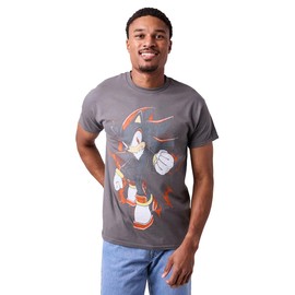 Sonic The Hedgehog Shadow Vintage Adult Black Crew Neck Short Sleeve Tee-Large