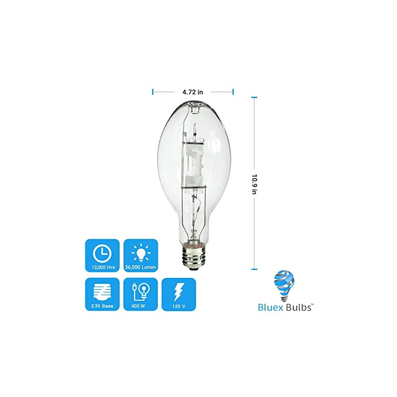 Bluex Bulbs (3 Pack MH400/U/MOG 400W Metal Halide Bulb Mogul