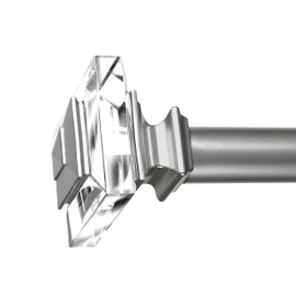 Telescoping Curtain Rod Extends from 36-72 inch, Adjustable Length for Living Room, Curtain Pole with Gleaming Faux Acrylic Cube Decor, Easy to Installation, Brackets Support(Antique Nickle)