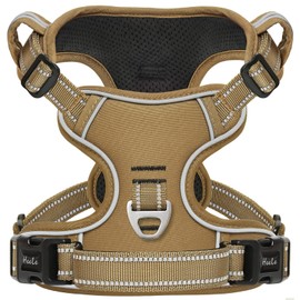HEELE Dog Harness, Medium Dogs with Handle, Reflective Dog Harness, Padded Chest Harness, No Pull Harness, Adjustable, Brown, M