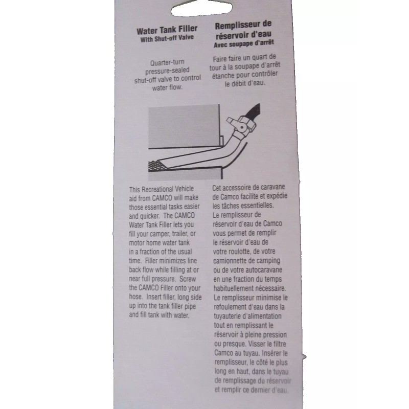 Camco RV Fresh Water Tank Filler with shut-off valve #40003