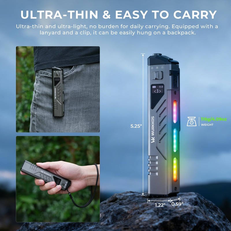 Wurkkos TD11 LED Flashlight, Tactical, 3,000 Lumens, Ultra Thin, Compact