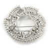 Clear Crystal Wreath Brooch In Silver Tone - 40mm Diameter