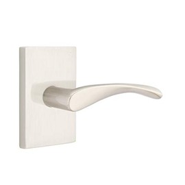 EMTEK Modern Rectangular Rosette Passage Set with Matching Finish Triton Lever - Choice of Left/Right Handing and 6 Finishes - 5112TRTRHUS15 - Right Handed (RH) - Satin Nickel (US15)