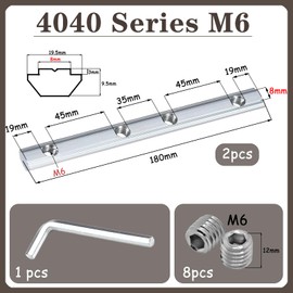 2 Pcs Straight Line Track Connectors with Screws, L-type wrench, 180mm Aluminium Extrusion Profile Joint Inside Connectors Straight Line Connector for 4040 Series T Slot 8mm Aluminum Extrusion Profile