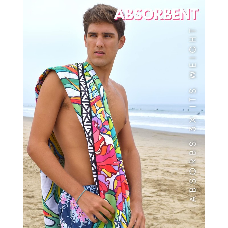 ECCOSOPHY Microfiber Beach Towel -Sand Free Towels are Quick Dry,