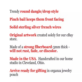 the fun things Black Cat Full Moon Earrings Flower Garden Sterling Silver Wires Dangle Drop