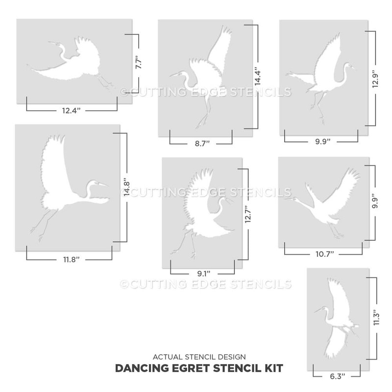 Dancing Egrets Wall Pattern Stencil Kit - Wall Stencils for