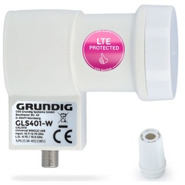 GSS Single LNB White with LTE Filter for Digital Satellite Bowl - for 1 Participant, Receiver & TV - Single 1-Way - Sat, Satellite, Full HD, 4K, Weather Protection, Cold and Heat Resistant