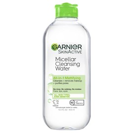 Garnier Micellar Water for Oily Skin, Facial Cleanser & Makeup Remover, Mattifying, For All Skin Types, Vegan, Cruelty Free, 13.5 Fl Oz (400mL), 1 Count