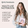 Qnhij Pink Boho Inspirational Spiral Notebook 5.5x8.3, Rainbow Floral Positive
