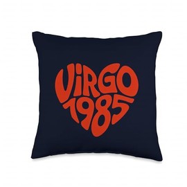 Virgo 1985 Zodiac Sign Astrology Retro Heart Birthday Throw Pillow