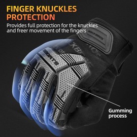 ROCKBROS Mountain Bike Gloves Dirt Bike Gloves Motorcycle Cycling Gloves with 6MM Gel Pad Touch Screen Knuckle Protection Gloves for BMX MX ATV MTB Racing Black-S