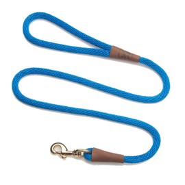 Mendota Pet Snap Leash - British-Style Braided Dog Lead, Made in The USA - Blue, 3/8 in x 6 ft - for Small/Medium Breeds