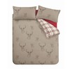 Catherine Lansfield Stag Check Reversible Single Duvet Cover Set with