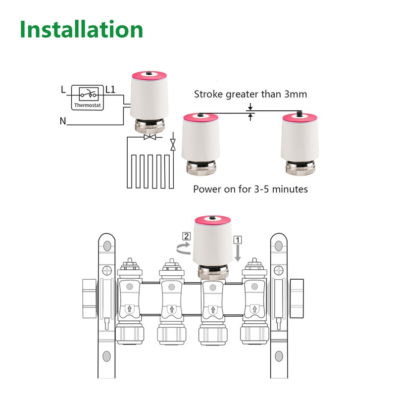 Wengart 24 V Electrothermal Actuator WG2208, Normally Closed On/Off Status