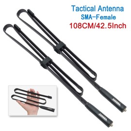 2 Pack ABBREE 42.5-Inch Length SMA-Female Dual Band 144/430Mhz Foldable CS Tactical Antenna for GMRS Radio Baofeng UV-5R BF-F8HP Pro 5RM UV-21R UV-5G Plus GM-5RH K5PLUS AR-152 GM-15PRO Radio Antenna