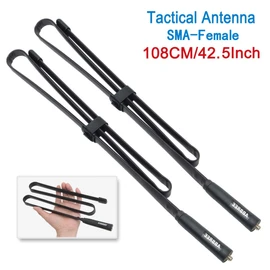 2 Pack ABBREE 42.5-Inch Length SMA-Female Dual Band 144/430Mhz Foldable CS Tactical Antenna for GMRS Radio Baofeng UV-5R BF-F8HP Pro 5RM UV-21R UV-5G Plus GM-5RH K5PLUS AR-152 GM-15PRO Radio Antenna