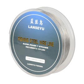 100 Metres 17 Pound 0.38mm Fishing Stee Wire Nylon Coated 1x7 Stainless Steel Leader Wire Super Soft Fishing Wire Lines