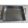 Coca-Cola Embossed Galvanized Steel Tray with Rope Handles
