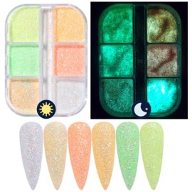 TBRZTR Polvo Luminoso De Purpurina Para Uñas, Polvo De Pigmento De