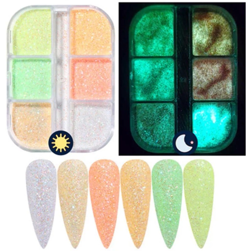 TBRZTR Polvo Luminoso De Purpurina Para Uñas, Polvo De Pigmento