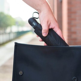 PERLETTI Coloured Umbrella Women's Ultra Easy to Open Automatic - Small Pocket Umbrella Women Girls Handbag - Mini Rain Umbrella Compact Storm Proof, Black Super Slim