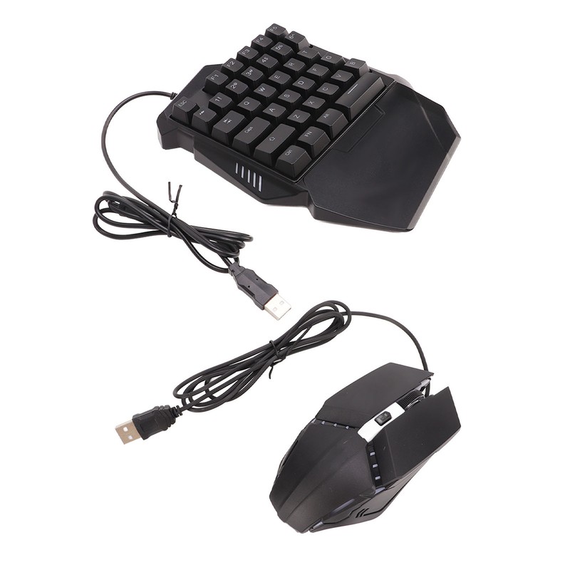 One Handed Keyboard Mouse Set Wired 35 Keys RGB Backlight