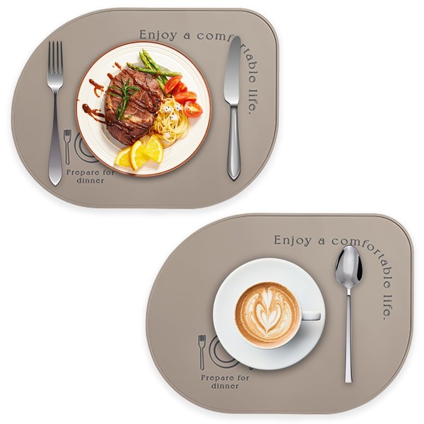 2-Pack Silicone Placemats, Non-Slip, Oil & Water Proof, Heat &