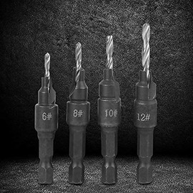 zalati Countersink Drill Bit 4pcs 1/4" Hex Shank HSS Drill Bits Set Hex Wrench Reaming Drill for Woodworking Tool