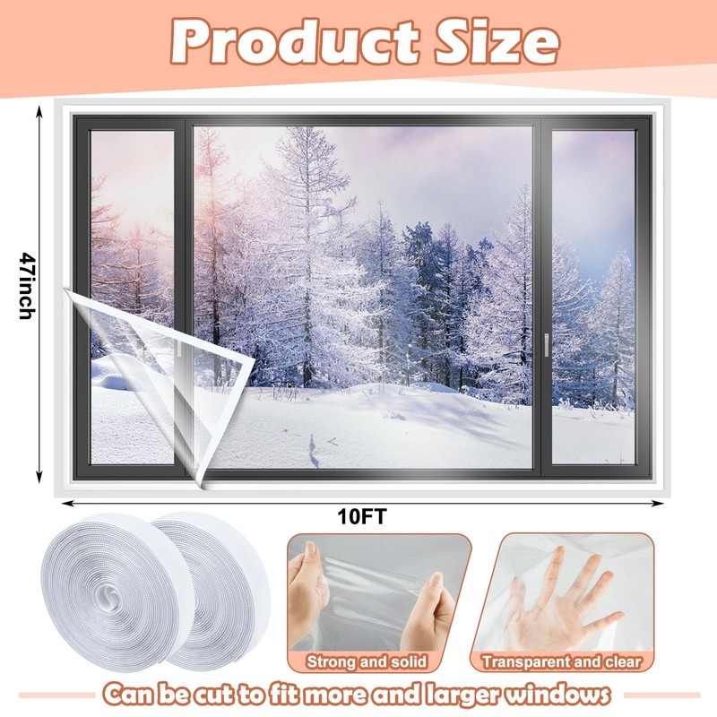 Beeveer 47 Inch x 10 ft Window Insulation Kit Cuttable