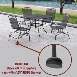 KOMORAX 20 Pack 1.25" Deluxe Outdoor Patio Furniture Glides Feet Protectors for Wrought Iron Table and Chair Feet (Black)