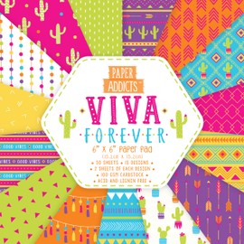 Paper Addicts Viva Forever 6"x6" Pad-30 Sheets-15 Designs-100GSM-Acid & Lignin Free-for Card Making, Papercraft, Scrapbooking, Die Cutting and Home Décor, Multicolour, 6" x 6" Paper Pad