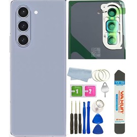 Z Fold 5 Back Glass Cover Replacement for Galaxy Z Fold 5 5G Back Glass Housing Cover Photo Frame with Back Cover W/Pre-Installed Tape + Tools (ICY Blue)