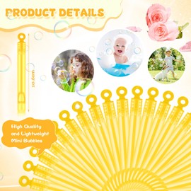 Shappy 100 Pcs Mini Bubble Wands Bubbl Party Favors for Kids Rose Bubble Wands Bulk for Summer Outdoor Party Bath Time Wedding Graduation Gifts Toys Goodie Bag Stuffer for Child Girls Boys(Yellow)