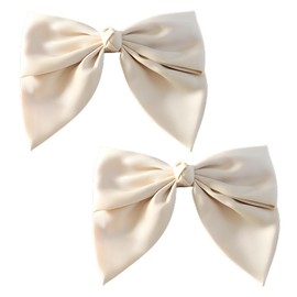 EIHI 2 Pack Bow Hair Clips, French Hair Clips for Women, Satin Bow Hair Clips, Beige Butterfly Hair Clips, Elegant Hair Accessories for Girls and Kids