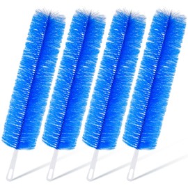Sliner 4 Pcs Cobweb Duster Bendable Fan Duster Plastic Dust Cleaner Reusable Head Ceiling Brush Microfiber Dirt Remover for Fan Air Conditioning Home Vents Shutters (Blue)