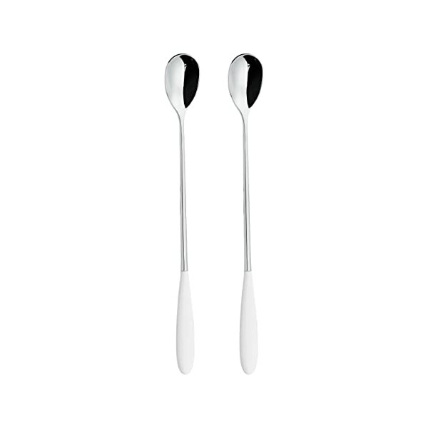 Grunwerg Yin & Yang Soda Spoons 2SOS650W, 18/10 Stainless Steel, Set of 2, White
