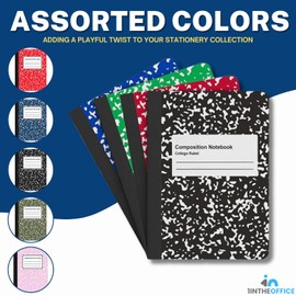 1InTheOffice Mini Composition Books, 3 1/4in x 4 1/2in, Marble, College Ruled Notebook, 80 Sheets, Assorted Colors, pk of 2