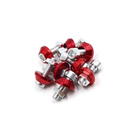 Partuto 8pcs M6x1.0 Motorcycle License Plate Frame Screw Bolts Cap Fasteners Red Replacement